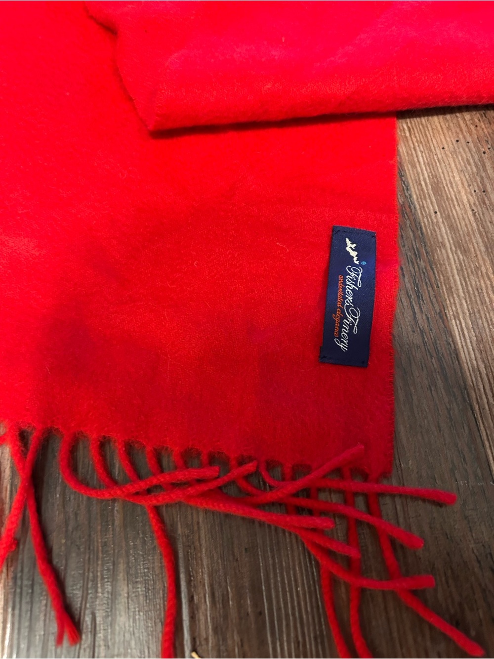 Fishers Finery Bright Red Fringe Scarf Warm Winter Cashmere Blend